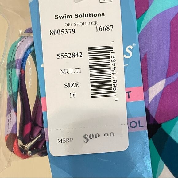 Swim Solutions Waist Minimizer Tropical Print One piece Swimsuit NWT‎ Size 18 - Picture 6 of 10